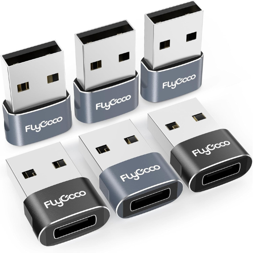 FlyCoco 6 Pack USB C to USB Adapter, USB C Female to A Male Charger Type C
