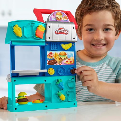 Play-Doh Kitchen Creations Busy Chef's Restaurant Playset, 2-Sided Play Kitchen Set