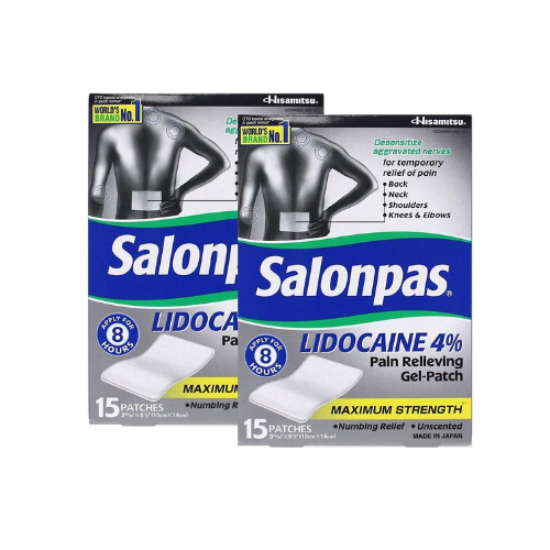 Salonpas LIDOCAINE (2 Packs of 15 Patches) Pain Relieving Maximum Strength Gel Patch! (2)