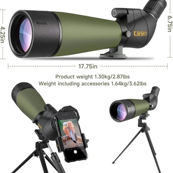 Gosky Updated 20-60x80 Spotting Scopes with Tripod