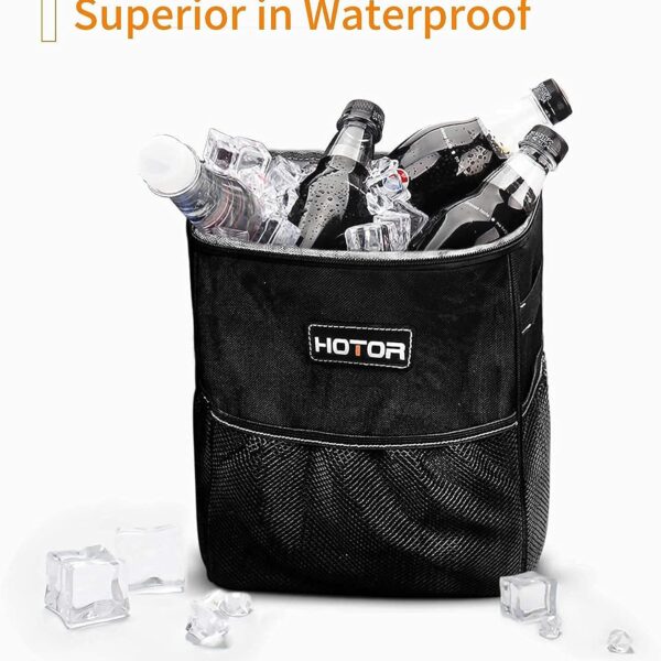 HOTOR Car Trash Can with Lid and Storage Pockets - 100% Leak-Proof Organizer,